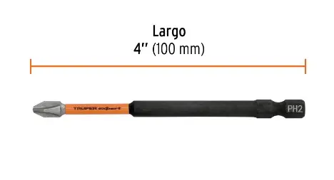 Estuche con 5 puntas de cruz PH2 de impacto largo 4" 