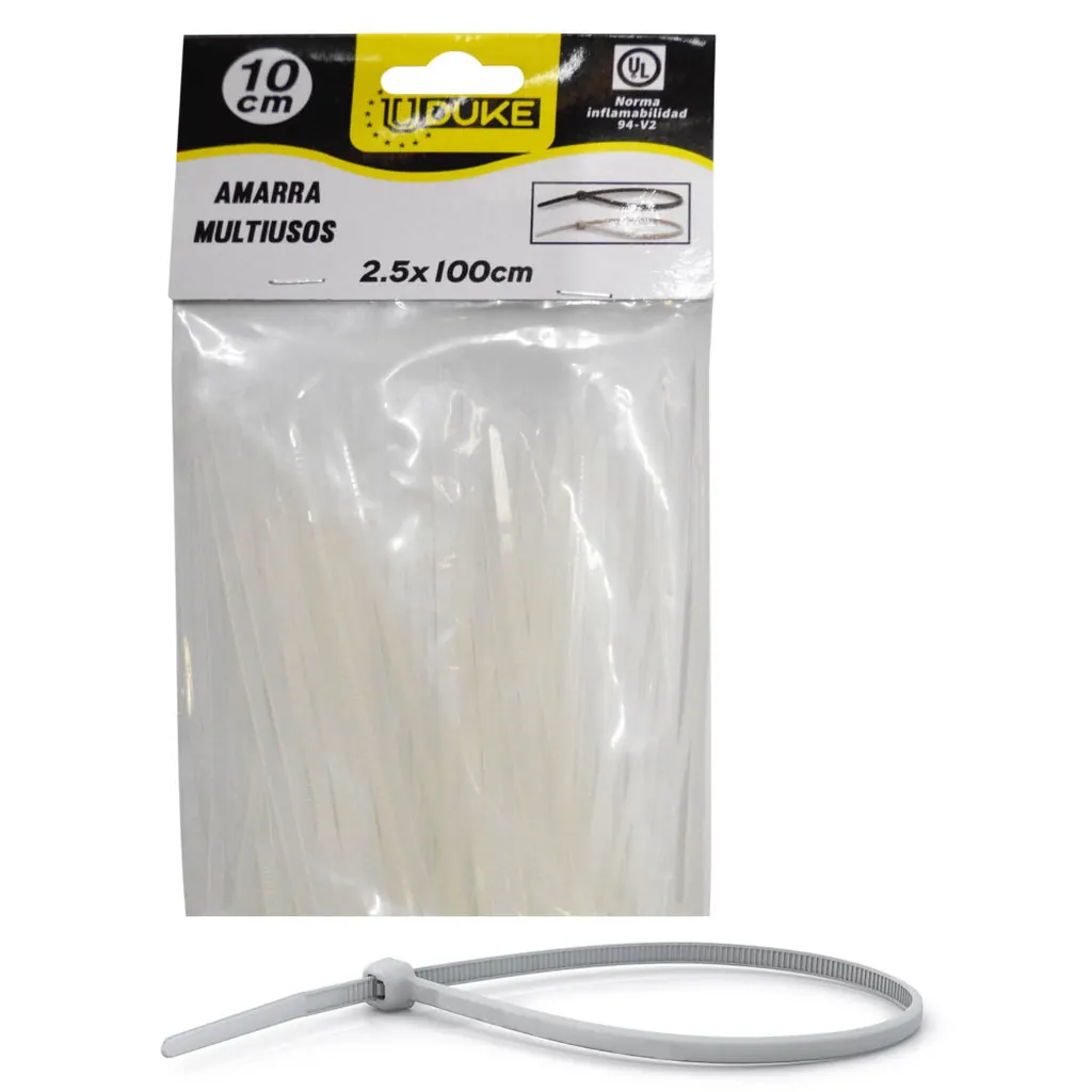 AMARRA PLASTICA UDUKE BLANCA 2.5X100MM (10 CM) (100 UNDS) (HT70018)