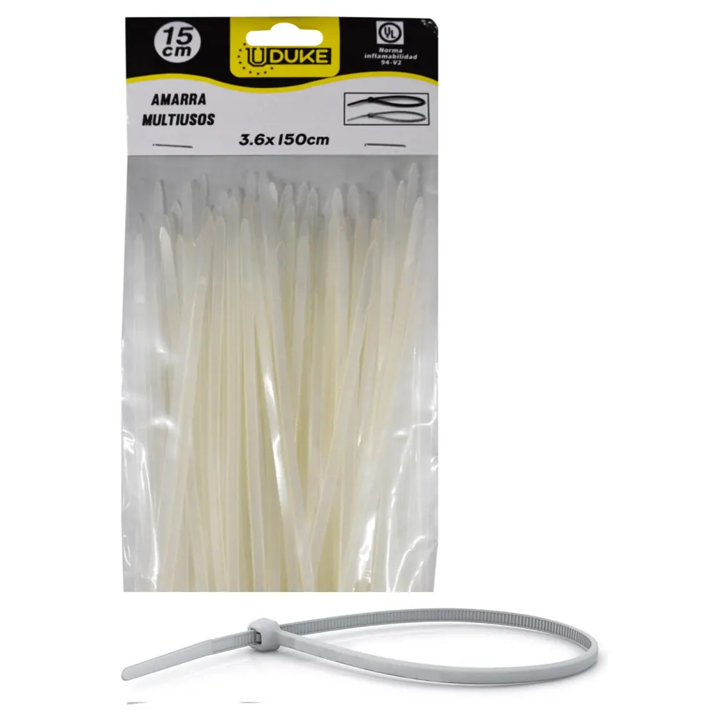 AMARRA PLASTICA UDUKE BLANCA 3.6X150MM (15 CM) (100 UNDS) (HT70020)