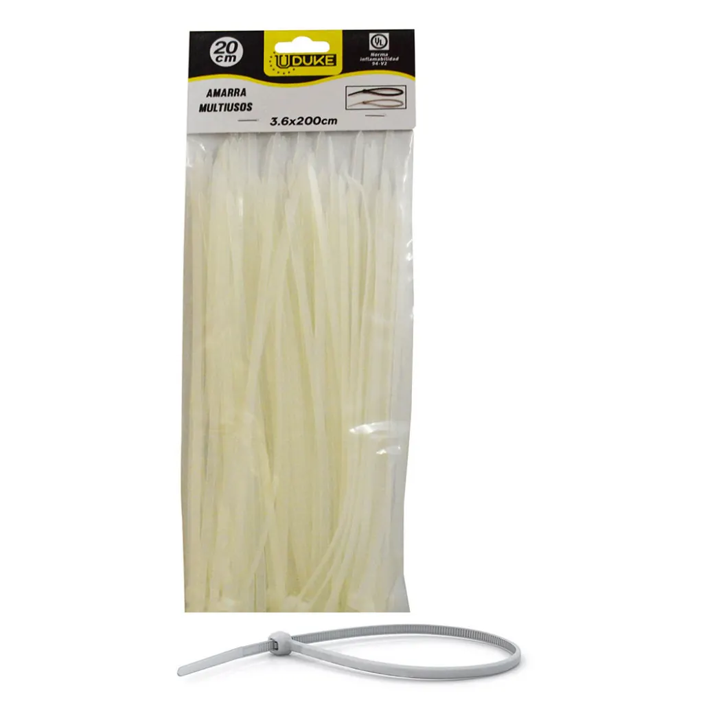 AMARRA PLASTICA UDUKE BLANCA 3.6X200MM (20 CM) (100 UNDS) (HT70021)