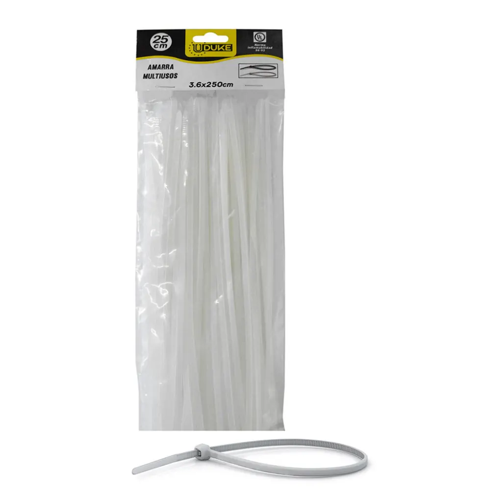 AMARRA PLASTICA UDUKE BLANCA 3.6X250MM (25 CM) (100 UNDS) (HT70022)