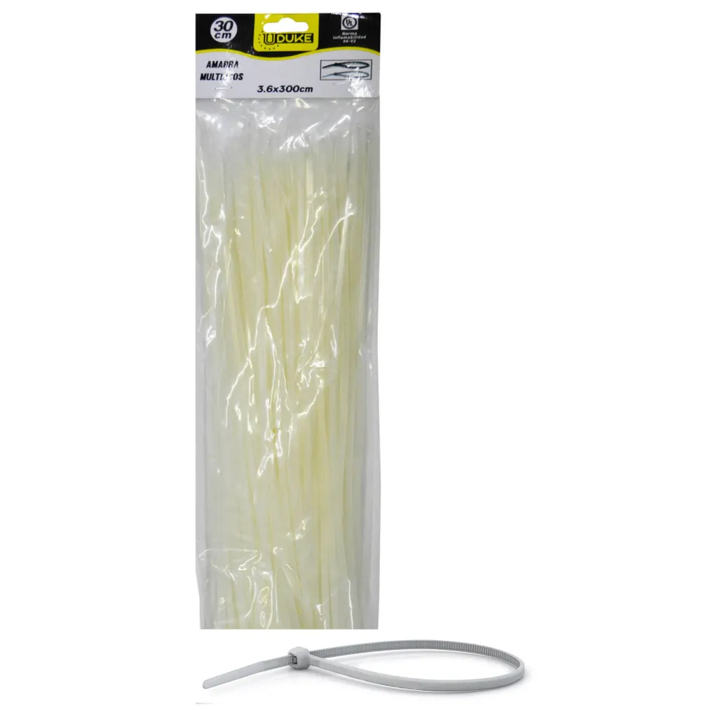 AMARRA PLASTICA UDUKE BLANCA 3.6X300MM (30 CM) (100 UNDS) (HT70023)
