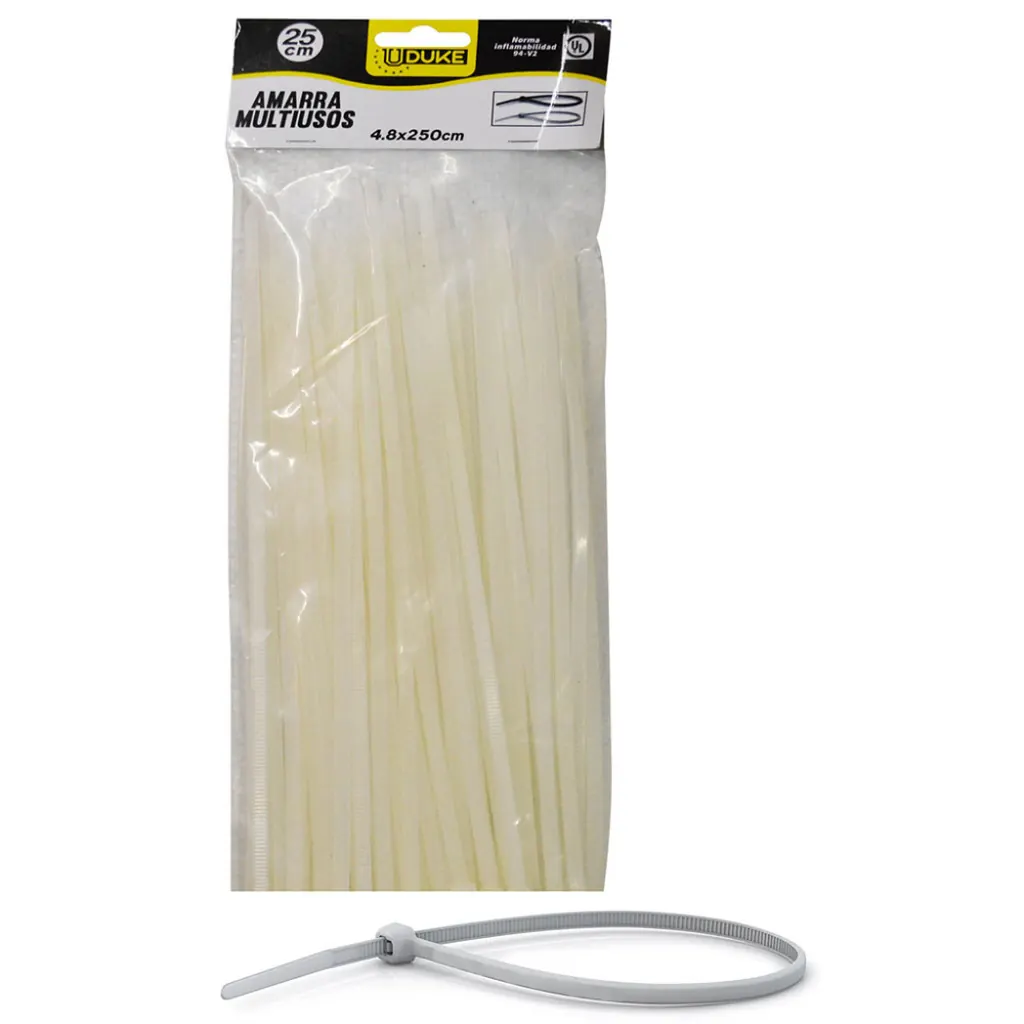 AMARRA PLASTICA UDUKE BLANCA 4.8X250MM (25 CM) (100 UNDS) (HT70025)