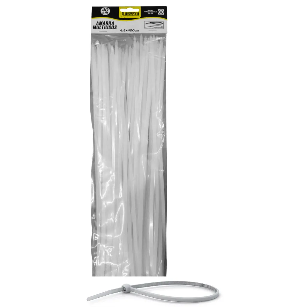 AMARRA PLASTICA UDUKE BLANCA 4.8X400MM (40 CM) (100 UNDS) (HT70028)