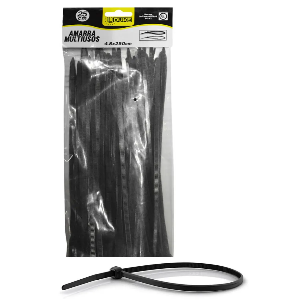 AMARRA PLASTICA UDUKE NEGRA 4.8X250MM (25 CM) (100 UNDS) (HT70037)