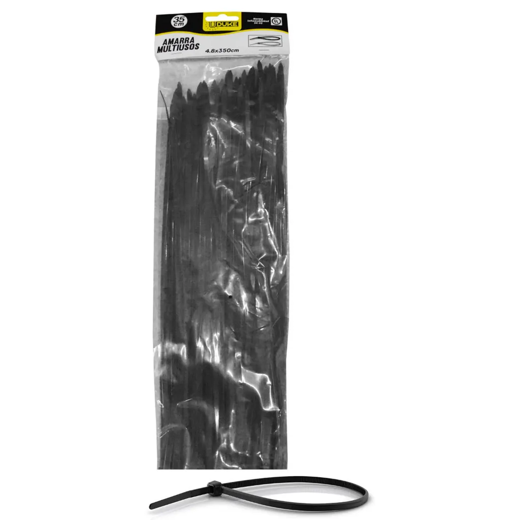 AMARRA PLASTICA UDUKE NEGRA 4.8X350MM (35CM) (100 UNDS) (HT70039)