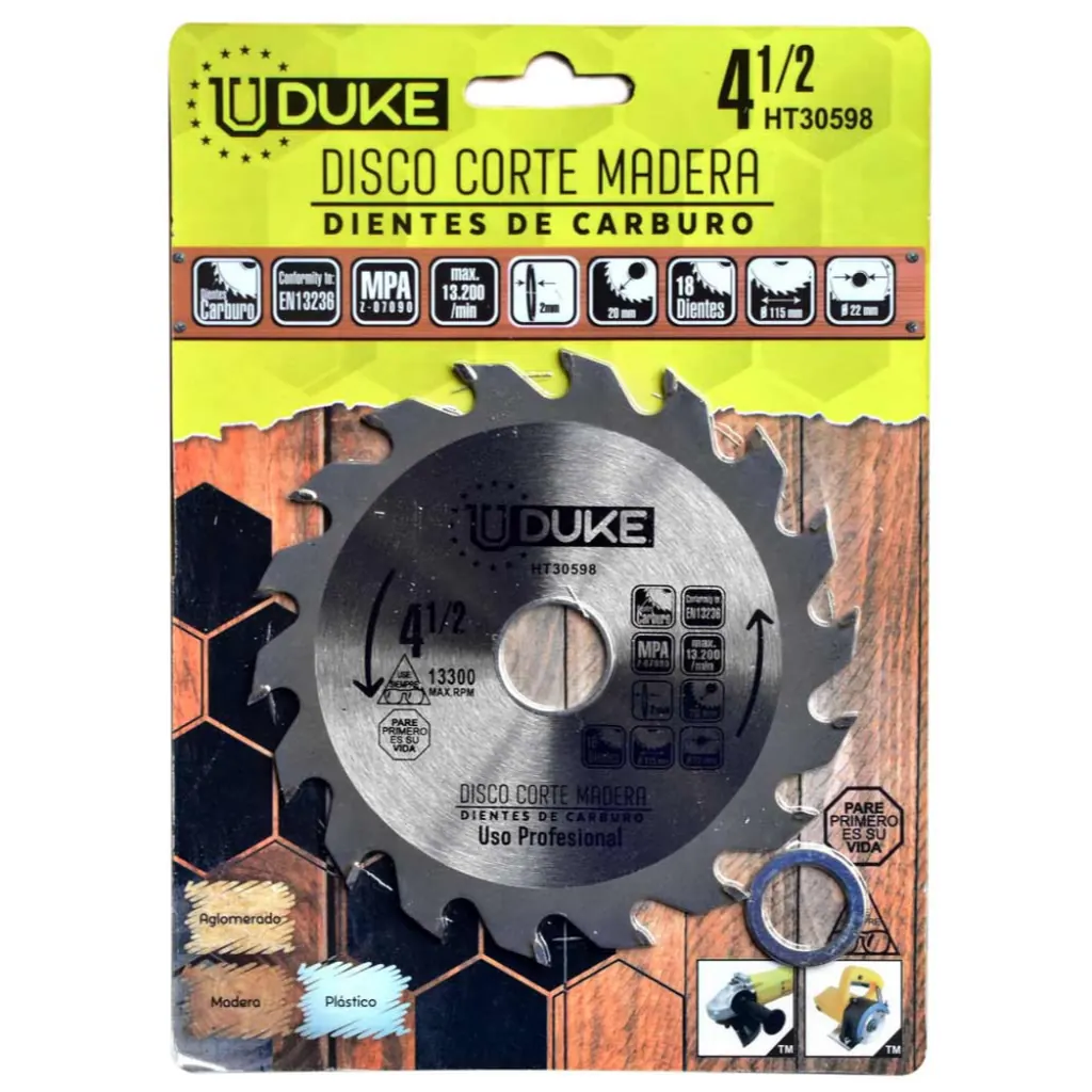 DISCO MADERA UDUKE PROFESIONAL (4 1/2X 18) DMA115 (HT30598)