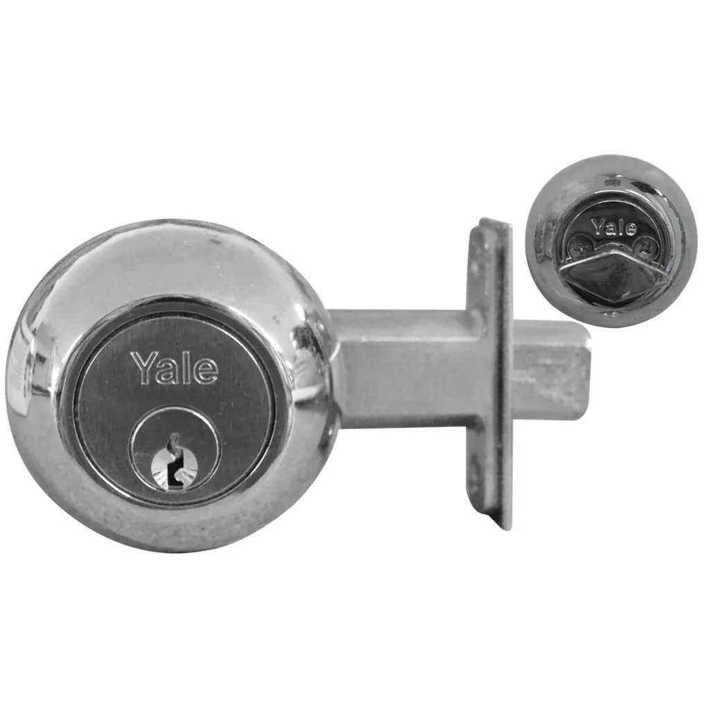 CHAPA CERROJO SEGURIDAD YALE 170 1/4 CROMADA LLAVE MARIPOSA (4080)
