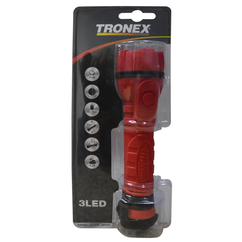 LINTERNA TRONEX 3 LED 20 LUMENES CAUCHO (PILA AA) (TRL20LR6CA)