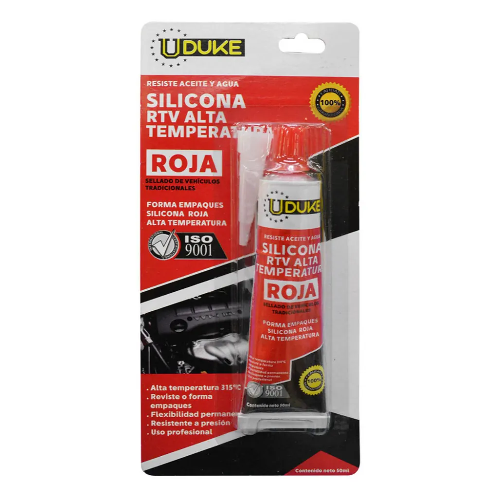 SILICONA UDUKE 50 ML RTV ROJA ALTA TEMPERATURA AUTOMOTRIZ (HT80123)