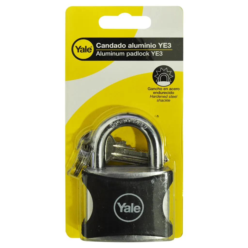 CANDADO YALE ENCAUCHETADO NEGRO 50MM ALUMINIO (8859)