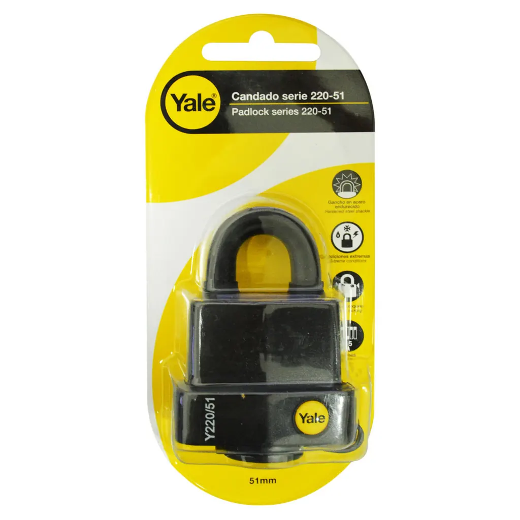 CANDADO YALE INTEMPERIE NEGRO 220-51MM(8815)