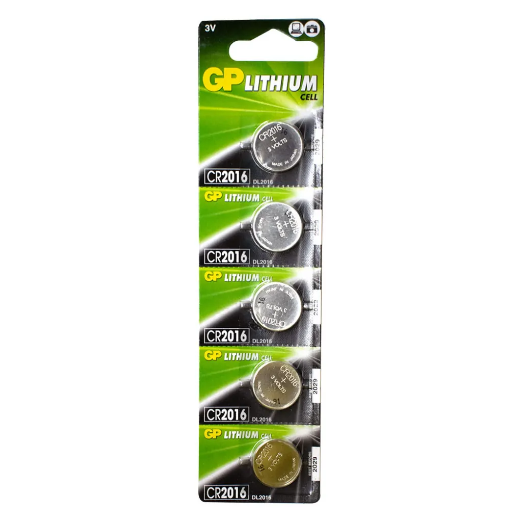 PILA MONEDA GP LITHIUM CELL 3V-90MAH CR2016 BLISTER X 5 (PRECIO X BLISTER)