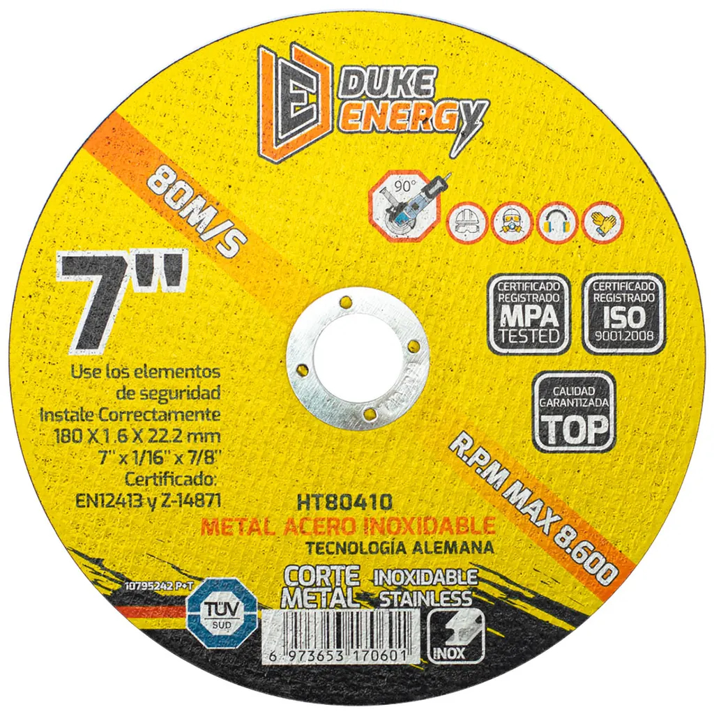DISCO 7 CORTE METAL ACERO INOX 2 EN 1 DUKE ENERGY TECNOLOGIA ALEMANA (HT80410)