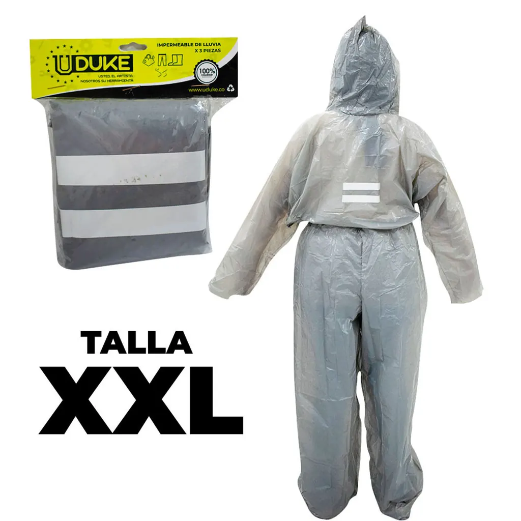 IMPERMEABLE PARA MOTO PLASTICO COMPLETO REFLECTIVO CON SOLAPA TALLA XXL