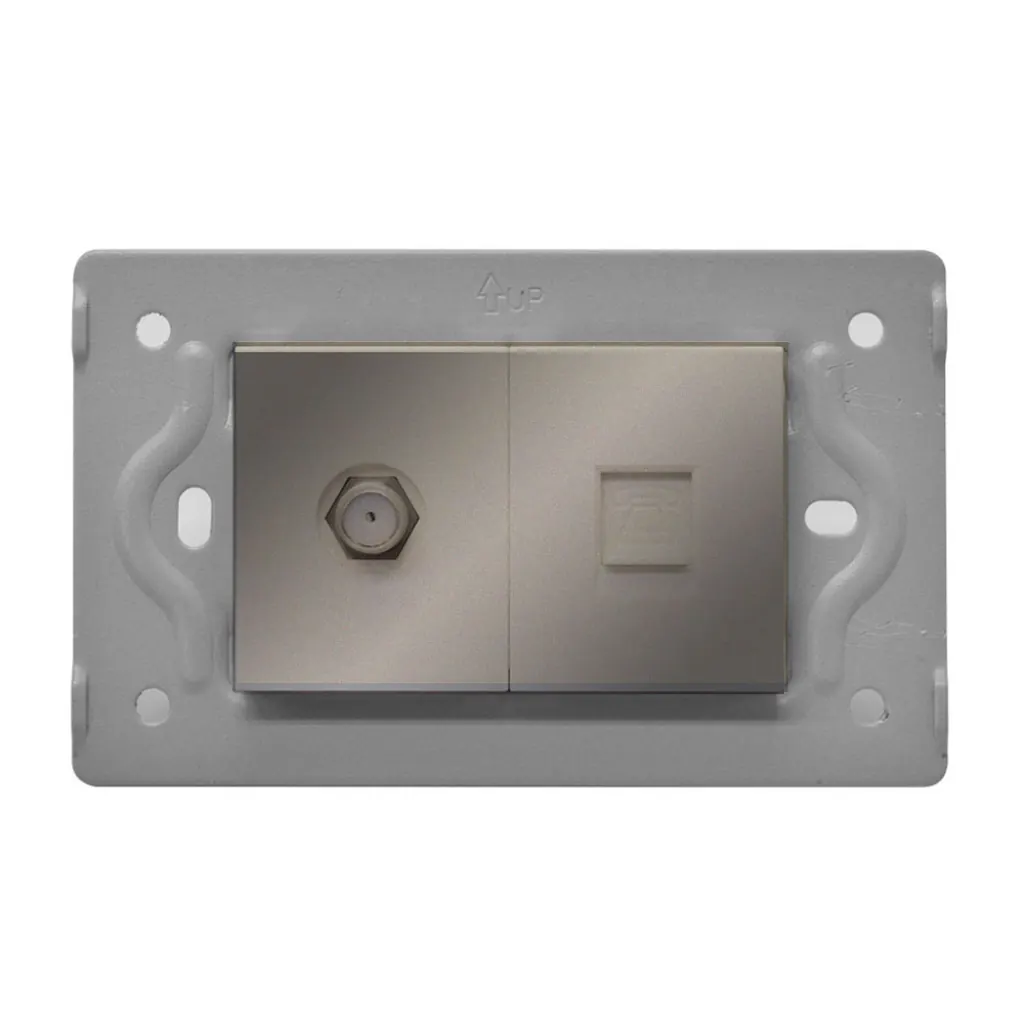 TOMA TELEFONO + TV LUXOR GRIS INTERCAMBIABLE SIN TAPA DUKE ENERGY (V3-036)