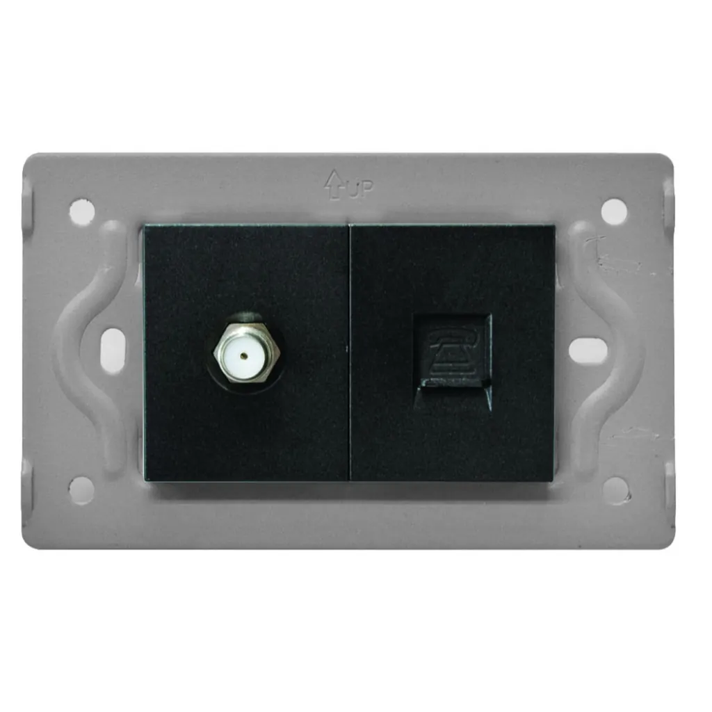 TOMA TELEFONO + TV LUXOR NEGRA INTERCAMBIABLE SIN TAPA DUKE ENERGY (V17-036)