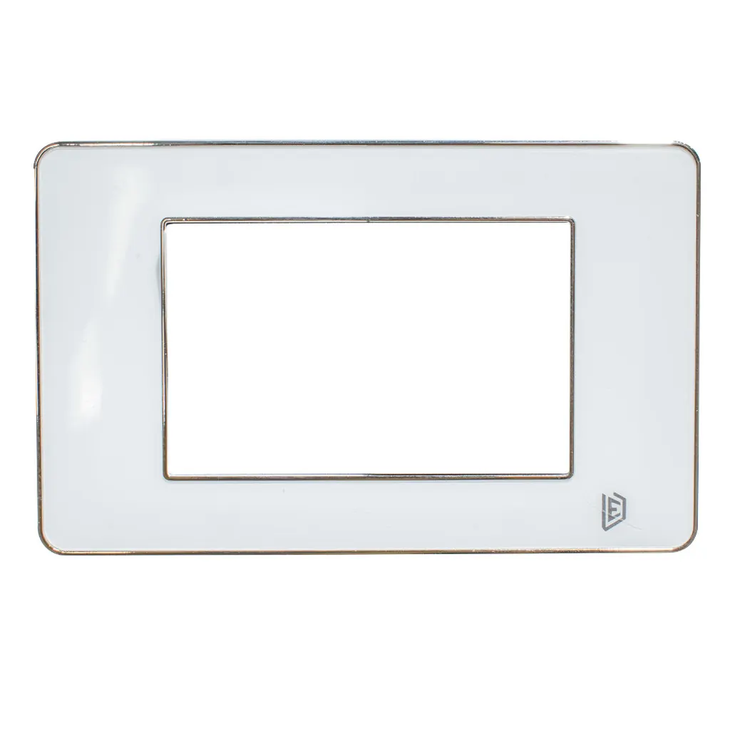 TAPA LUXOR BLANCA Y BORDE CROMADO CUADRADA DUKE ENERGY (V3-02AB)