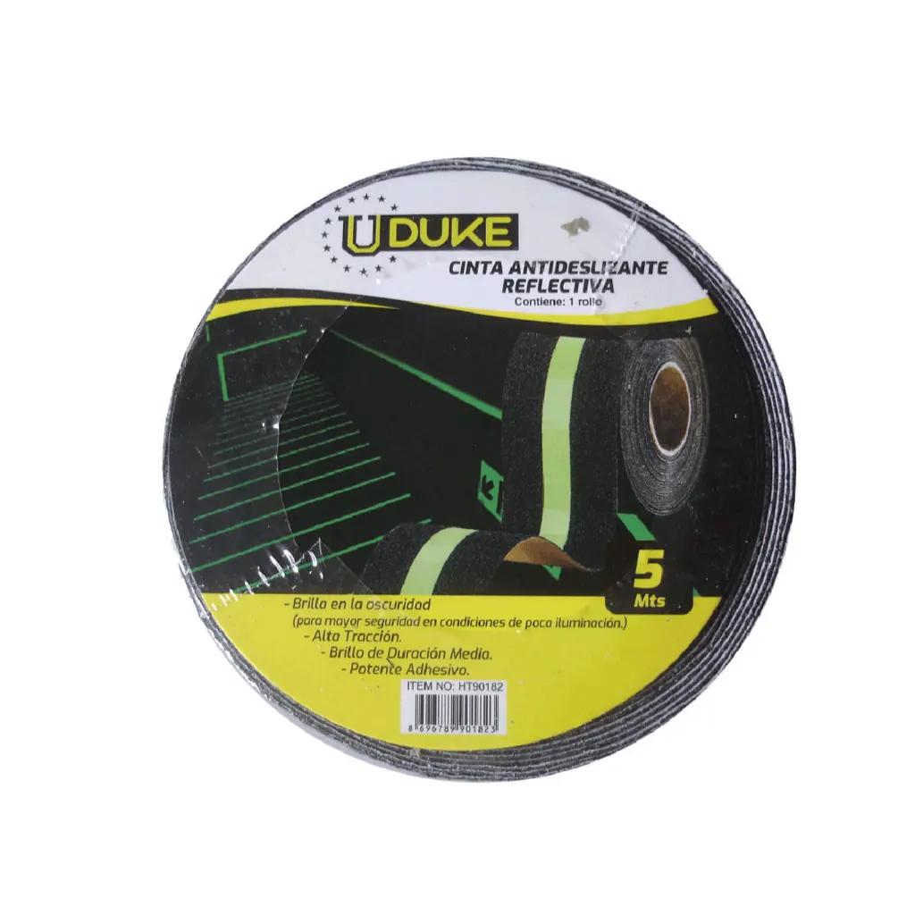 CINTA ADHESIVA ANTIDESLIZANTE 2 X 5 MTS REFLECTIVA NEGRA UDUKE (HT90374)