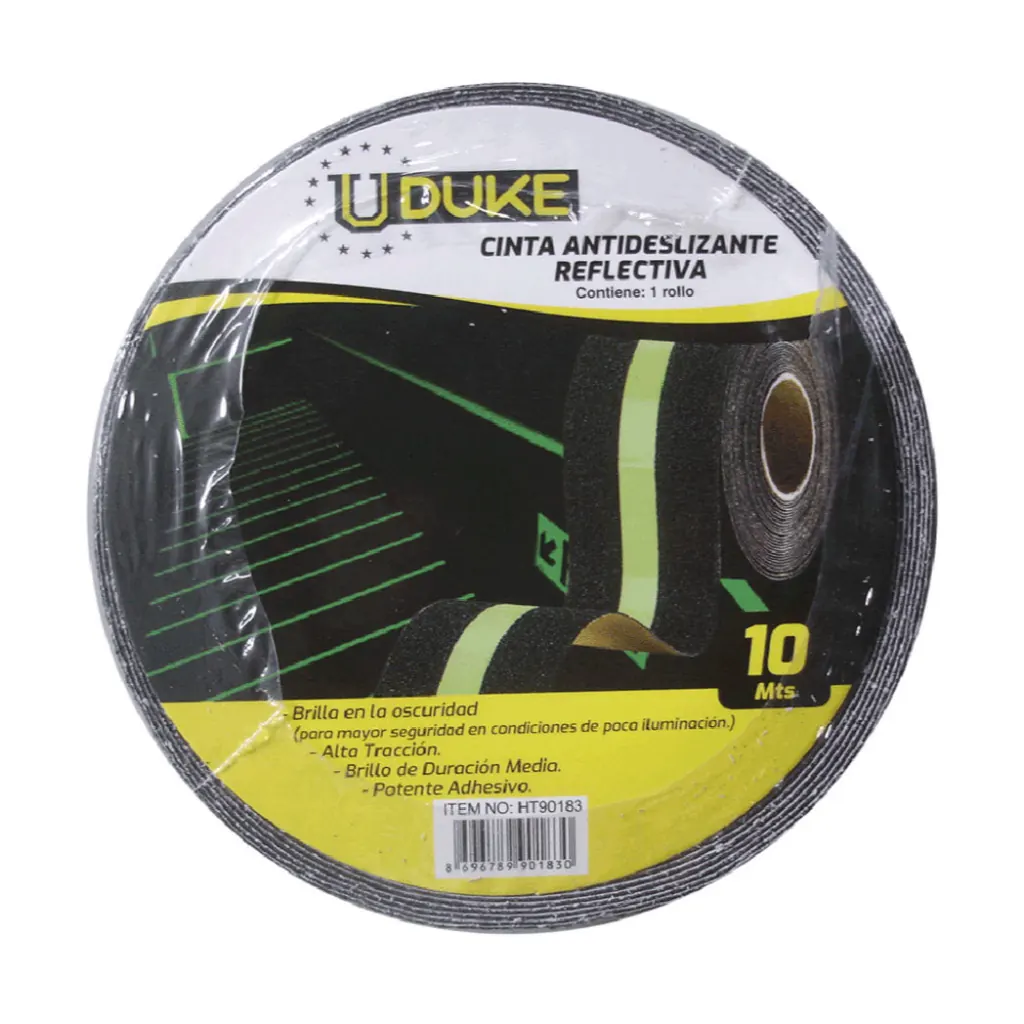 CINTA ADHESIVA ANTIDESLIZANTE 2 X 10 MTS REFLECTIVA NEGRA UDUKE (HT90375)
