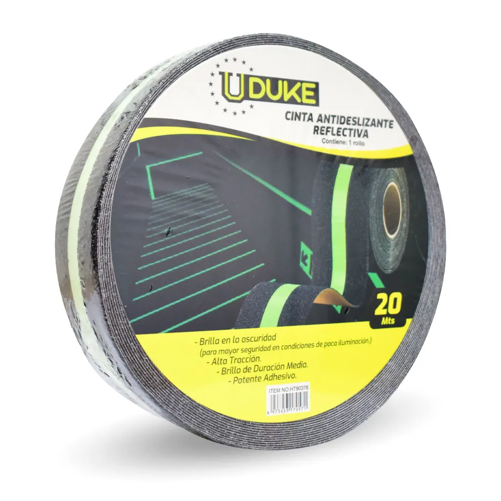 CINTA ADHESIVA ANTIDESLIZANTE 2 X 20 MTS REFLECTIVA NEGRA UDUKE (HT90376)