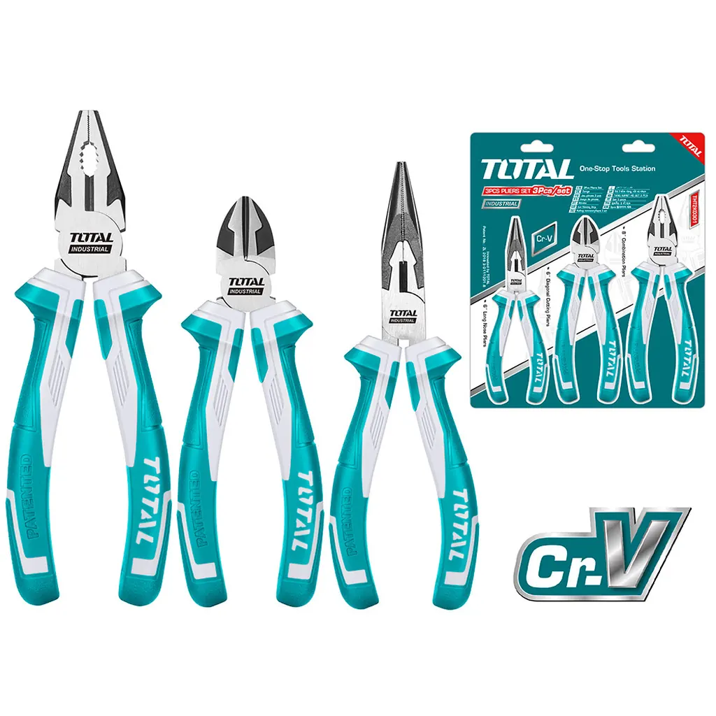 JUEGO DE ALICATES X 3 PZS INDUSTRIAL CROMO VANADIUM (PINZA 6CORTAFRIO 6ALICATE 8) TOTAL (THT2K0301)