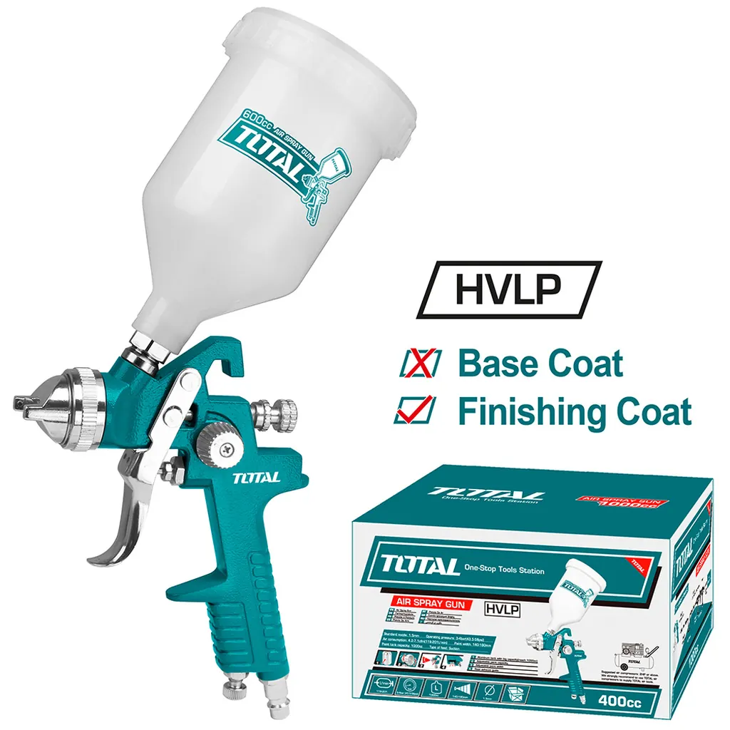 AEROGRAFO 600CC INDUSTRIAL VASO PLASTICO BAJA PRESION TOTAL (TAT10601)