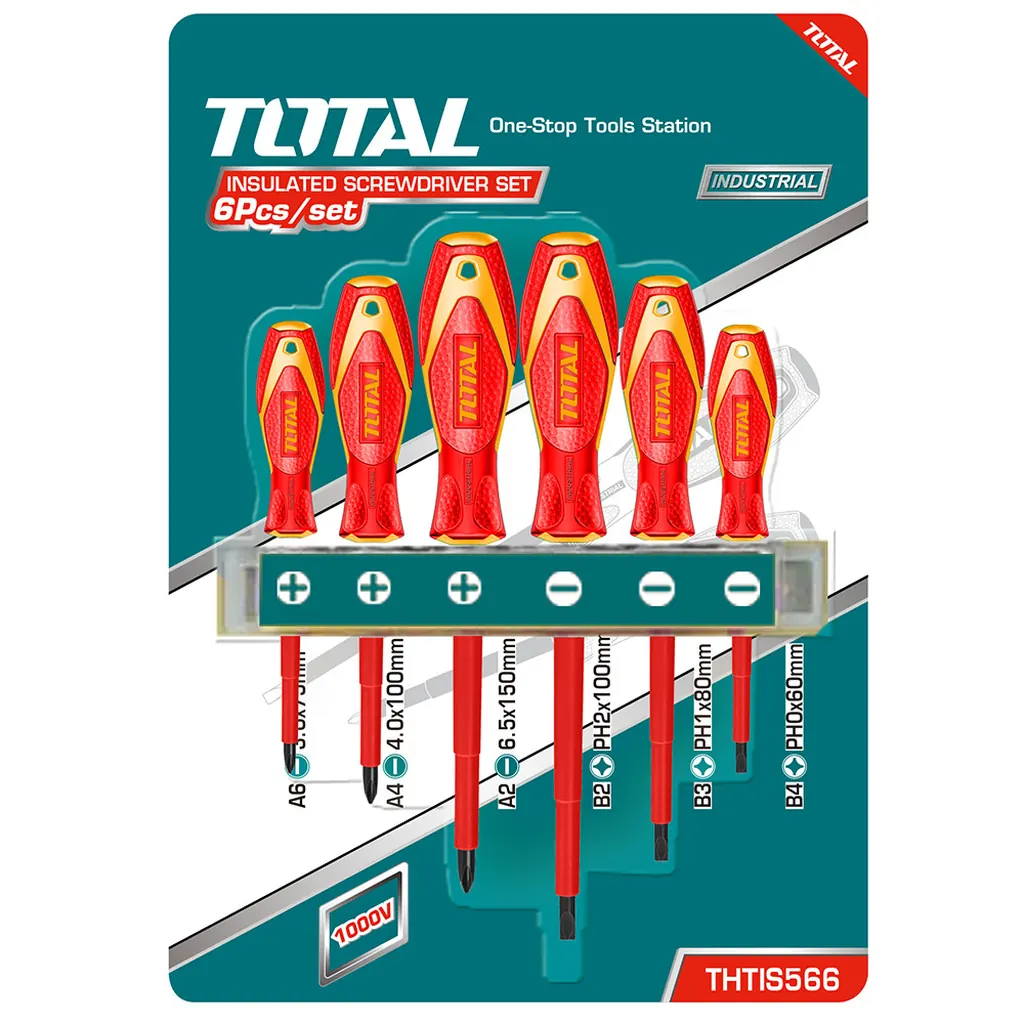 DESTORNILLADOR AISLADO 1000V INDUSTRIAL AMARILLO-ROJO JUEGO X 6 PZS TOTAL (THTIS566)