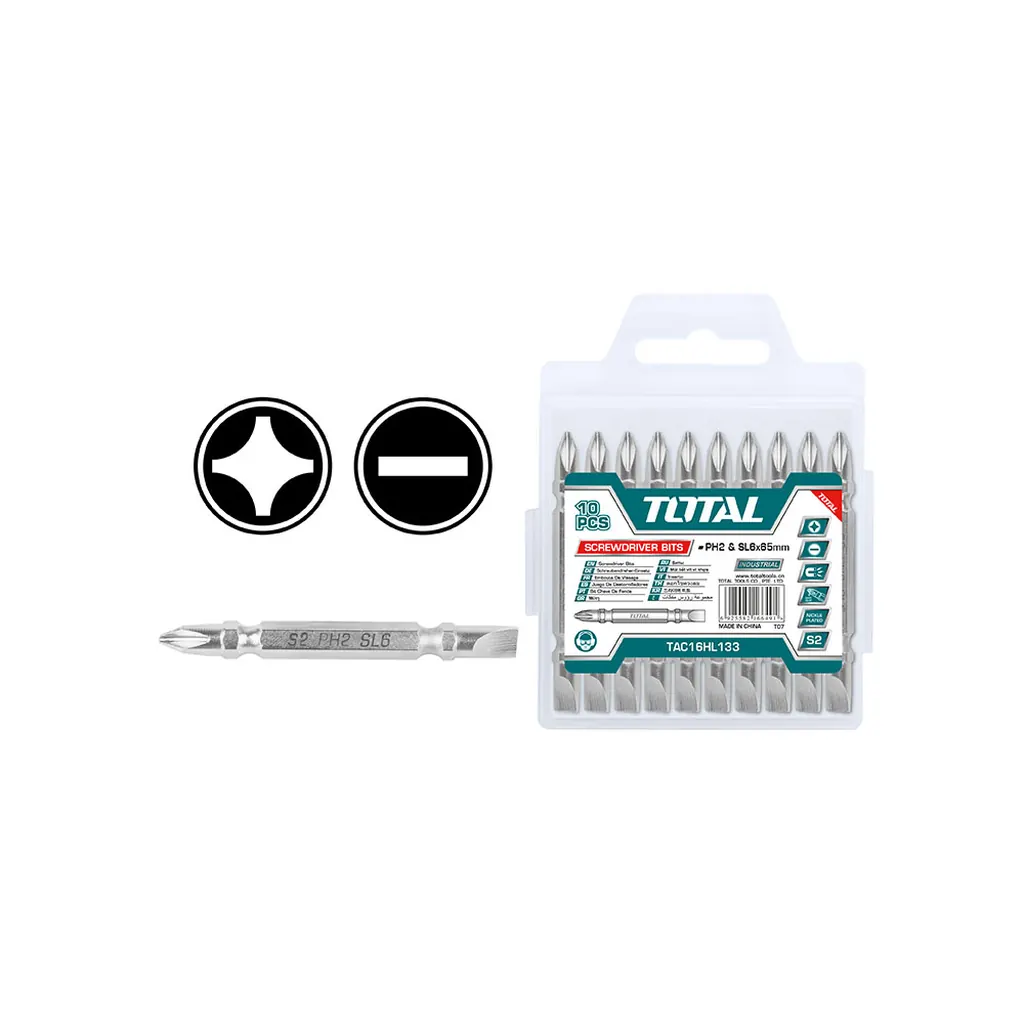 PUNTAS TALADRO INDUSTRIAL DOBLE PUNTA (+) (-) JUEGO X 10 PZS TOTAL (TAC16HL133)