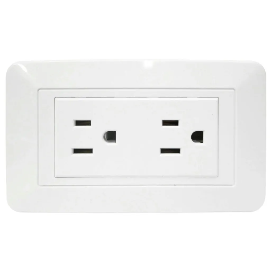 LINEA BK BLANCA INCRUSTAR TOMA DOBLE VHARBOR 110-220V (118Z-06) (HT1521)(HT20339)
