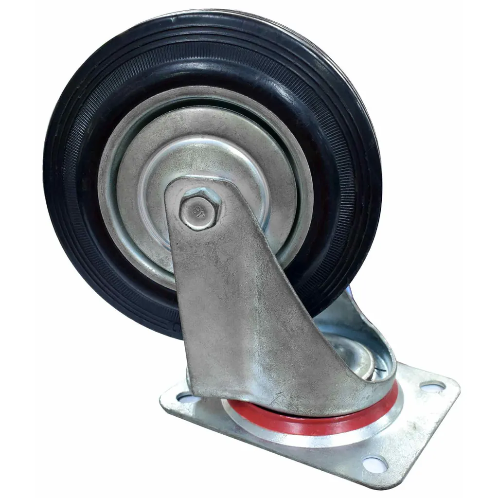 RODACHINES 6 PLANO NEGRO CAUCHO CON RIN 160MM 150KG (INDIVIDUAL) (HT40245)