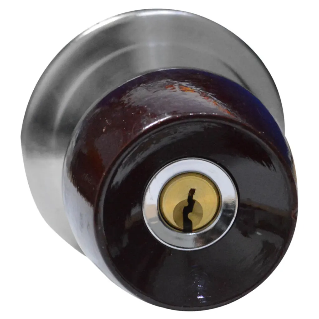 CHAPA BOLA ALCOBA P/MADERA UDUKE COLOR VINOTINTO ESCUDO CROMADO (5831-HJM) (HT20177S)