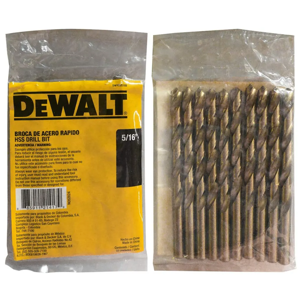 BROCA LAMINA DEWALT AMARILLA FINA HSS 5/16 (PAQ X 10) (DW170516B)
