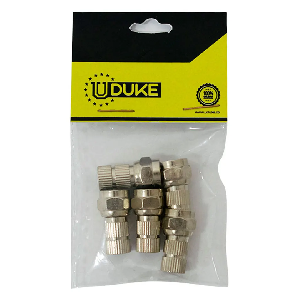 TERMINAL COAXIAL 22MM ROSCA FINA RG6 CON CAUCHITO LARGA PQT X 5 UDUKE