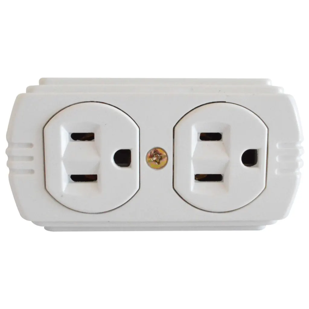 TOMA DOBLE T/L SOBREPONER CON P-TIERRA BLANCO UDUKE (RETIE-FL)(HT20378)