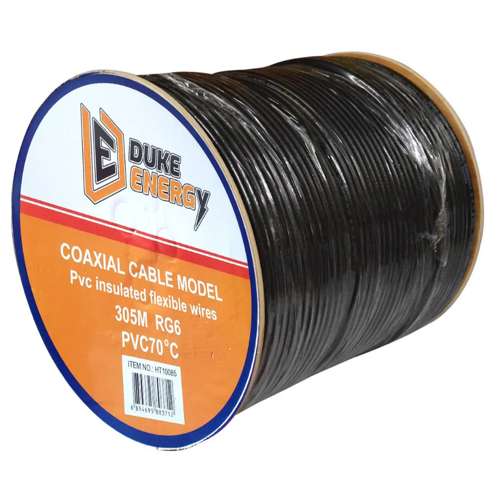 CABLE COAXIAL RG6 FINO AL 90% NEGRO DUKE ENERGY CARRETO X 305 MTS (HT10085)