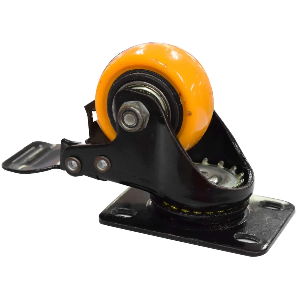 RODACHINES 1 1/2" PLANO NARANJA CON FRENO GIRATORIO 40MM (40 KLS) (INDIVIDUAL) (HT40087)