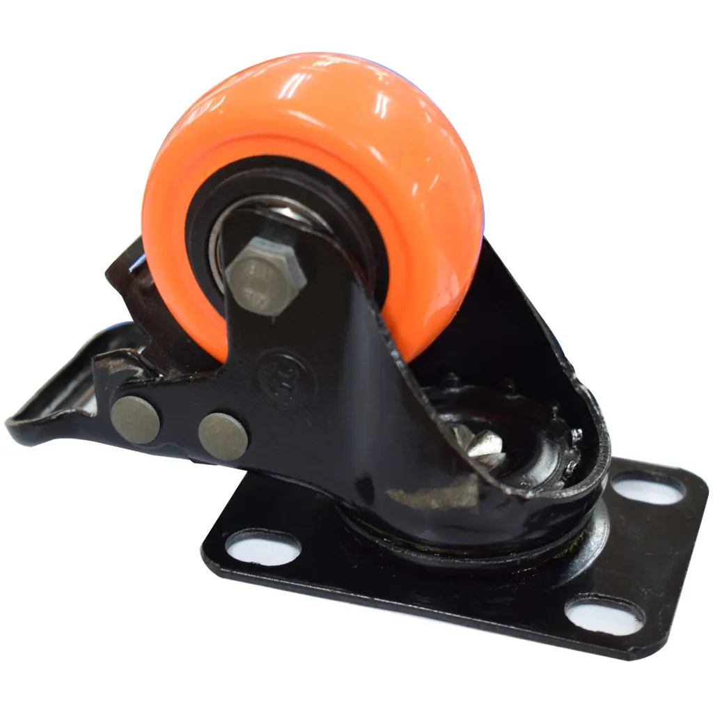 RODACHINES 2 PLANO NARANJA CON FRENO GIRATORIO 50MM (50KG) (INDIVIDUAL) (HT40088)