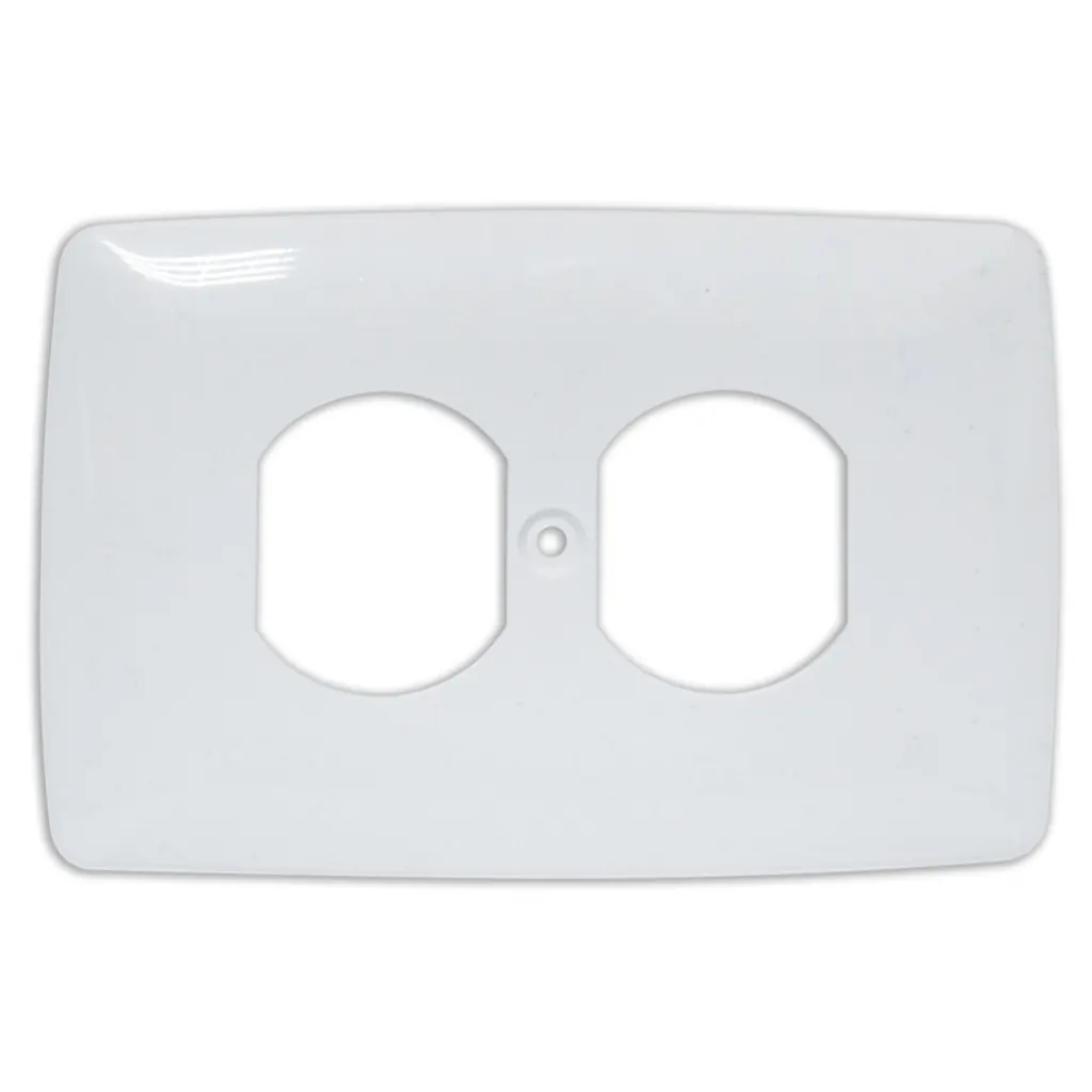 TAPA PLASTICA DE LUJO TOMA DOBLE BLANCA 2X4 INDUMA CERTIFICADA (CON TORNILLO)(T7701-007)(T1206-0019)