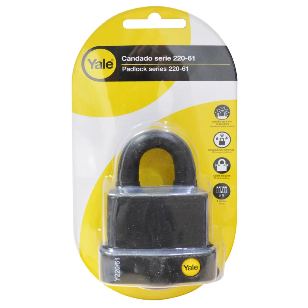 CANDADO YALE INTEMPERIE NEGRO 220-61MM (8816)