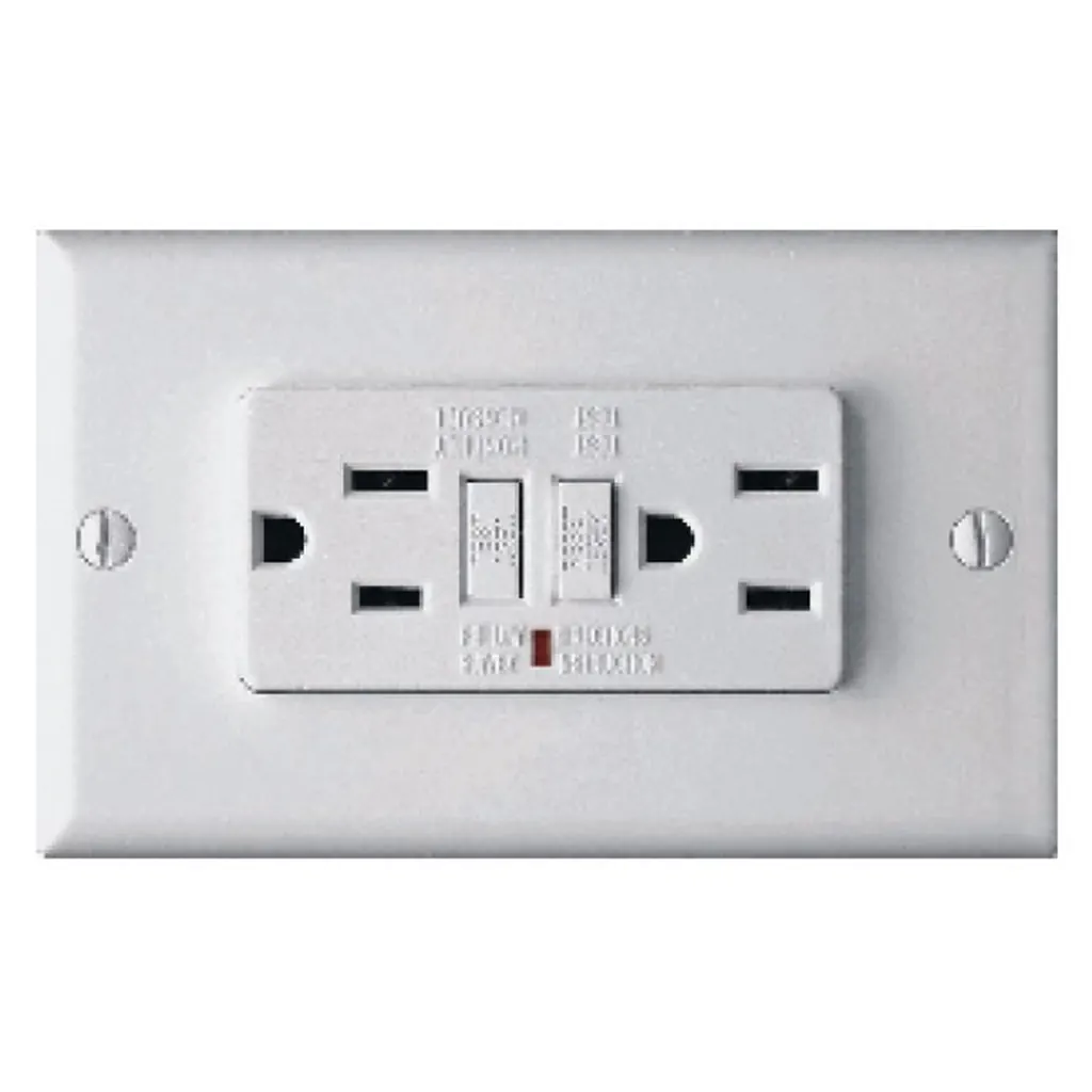 TOMA DOBLE CON PROTECCION GFCI PARA HUMEDAD GS13 (HT20640-HT20679)(GFCI GLX-15A)