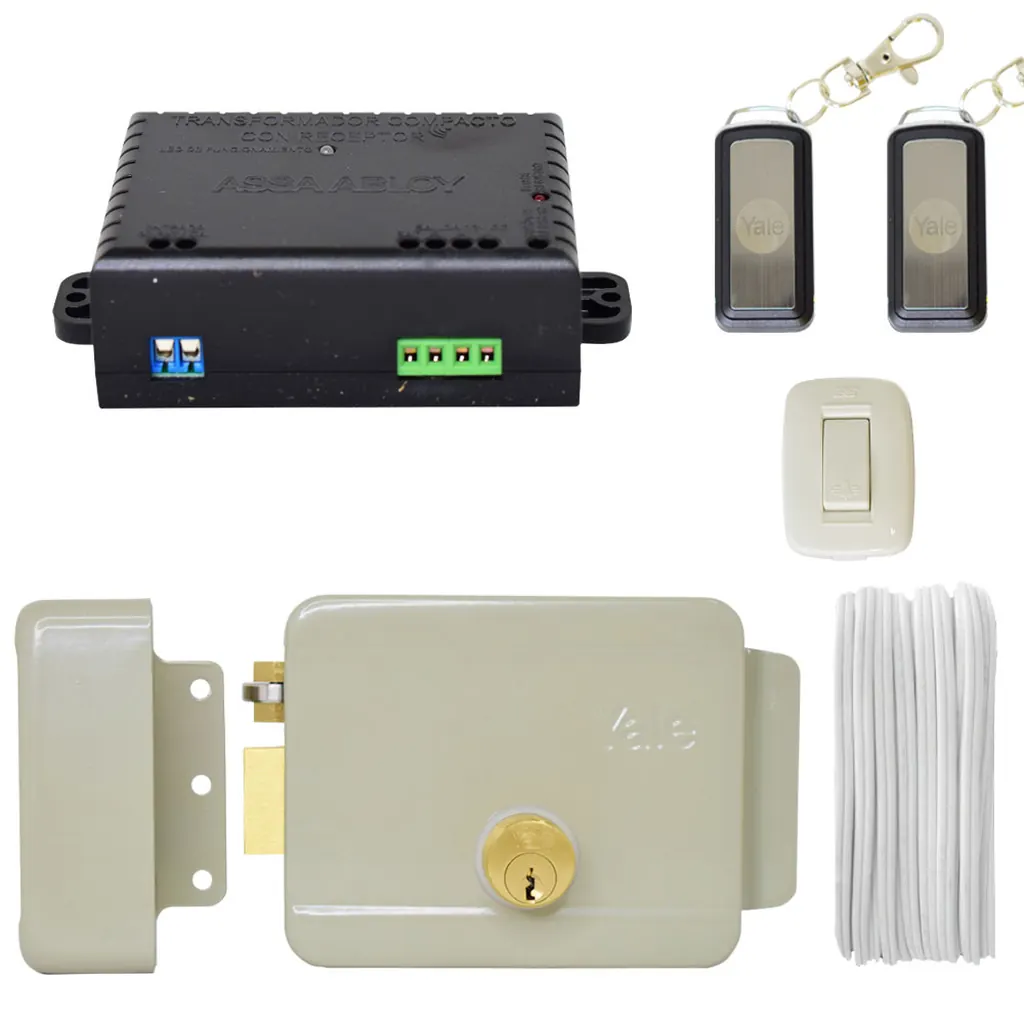 KIT CERRADURA ELECTRICA YALE 60MM IZQ 12V METAL Y MADERA CON CONTROL REMOTO (10791)