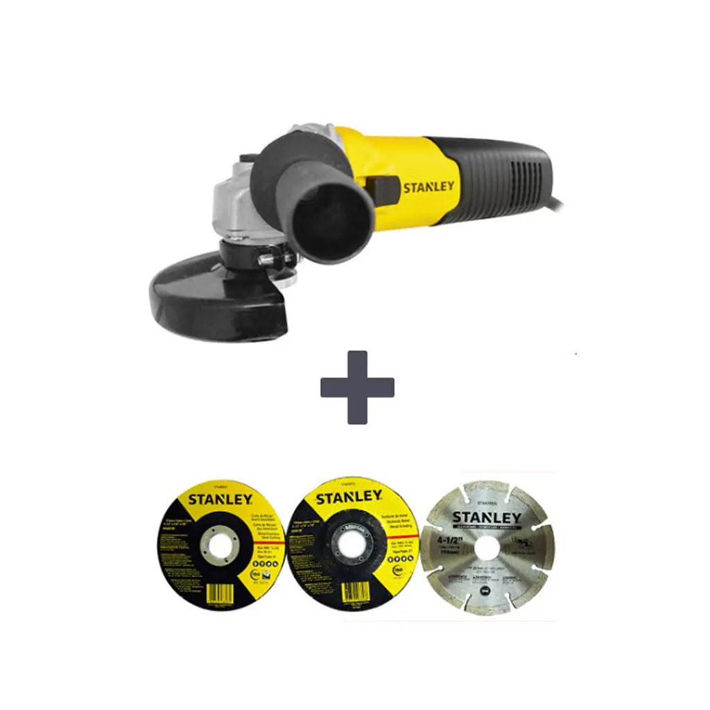 PULIDORA STANLEY 4 1/2 710W (SG7115KD-B3) ESTUCHE PLASTICO + 5 DISCOS DE CORTE (STA8063)
