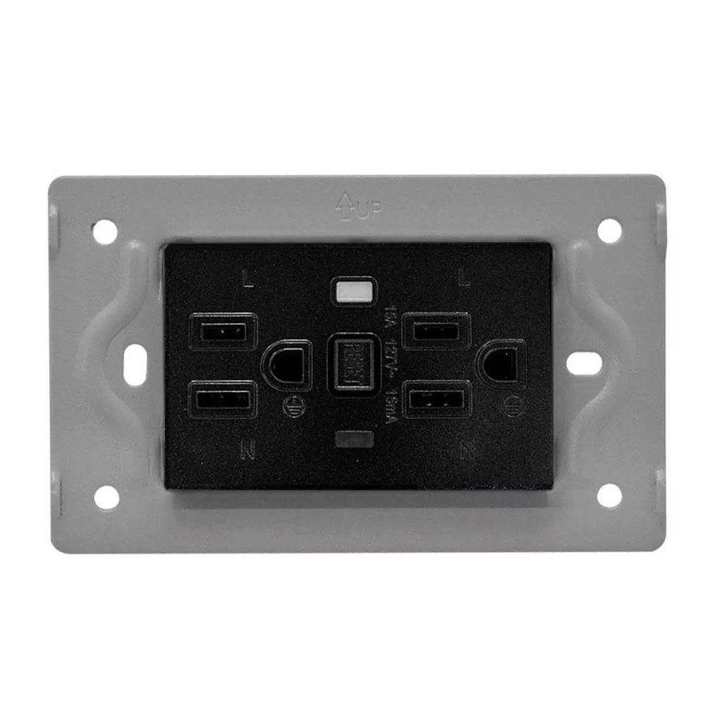 TOMA DOBLE GFCI LUXOR NEGRO DUKE ENERGY (15A-127V) (V17-020)