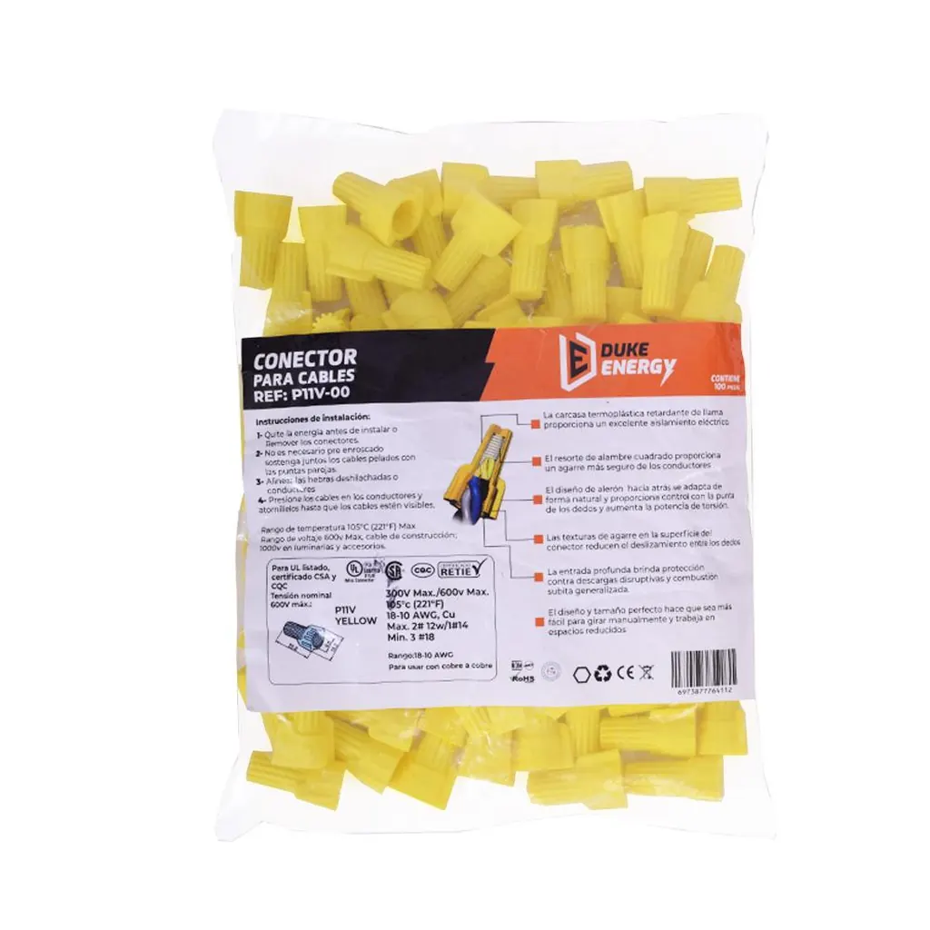 CONECTOR HX PARA CABLE DE COBRE AMARILLO PQT X 5 UDUKE