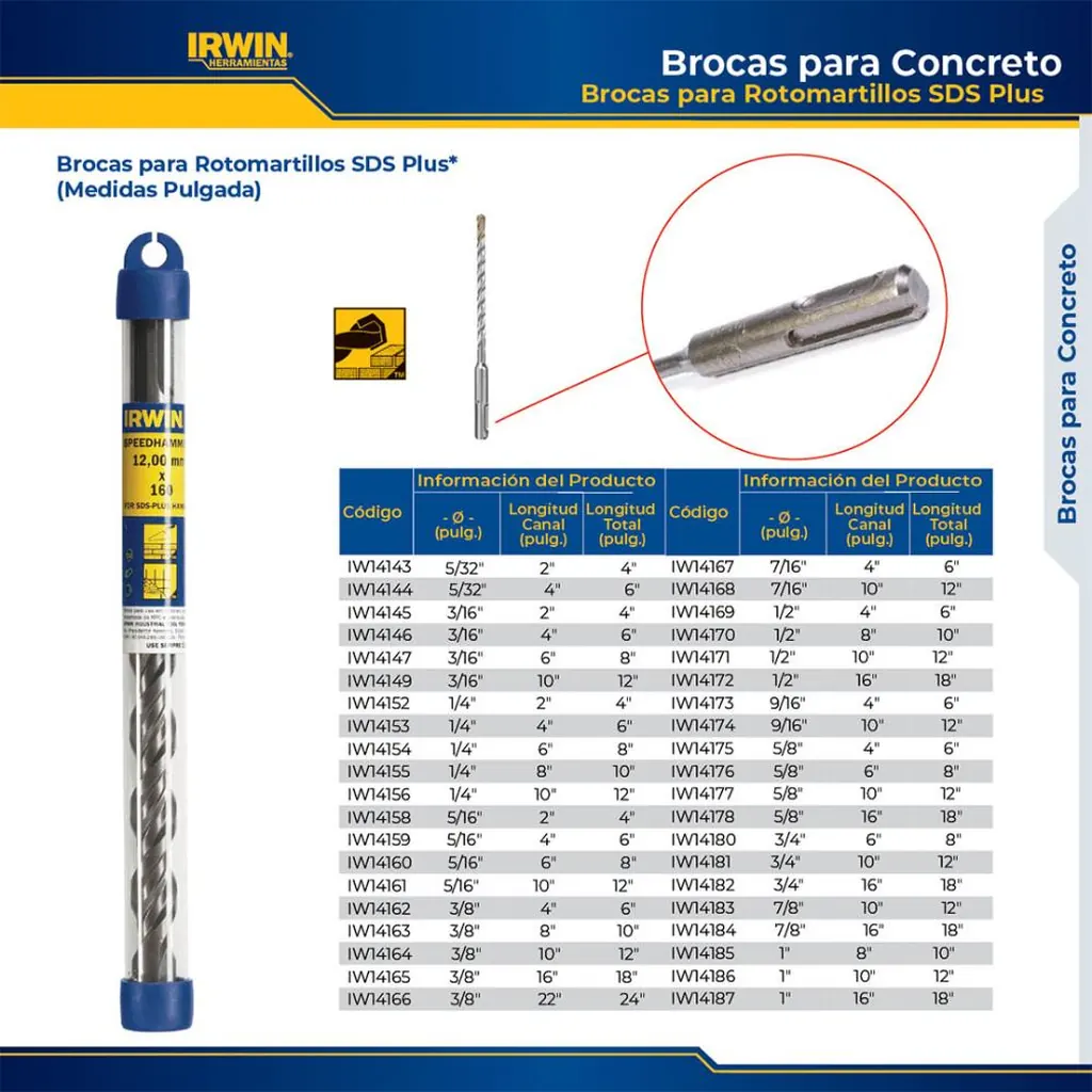 BROCA SDS PLUS IRWIN 3/16 X 6 (IW14146)