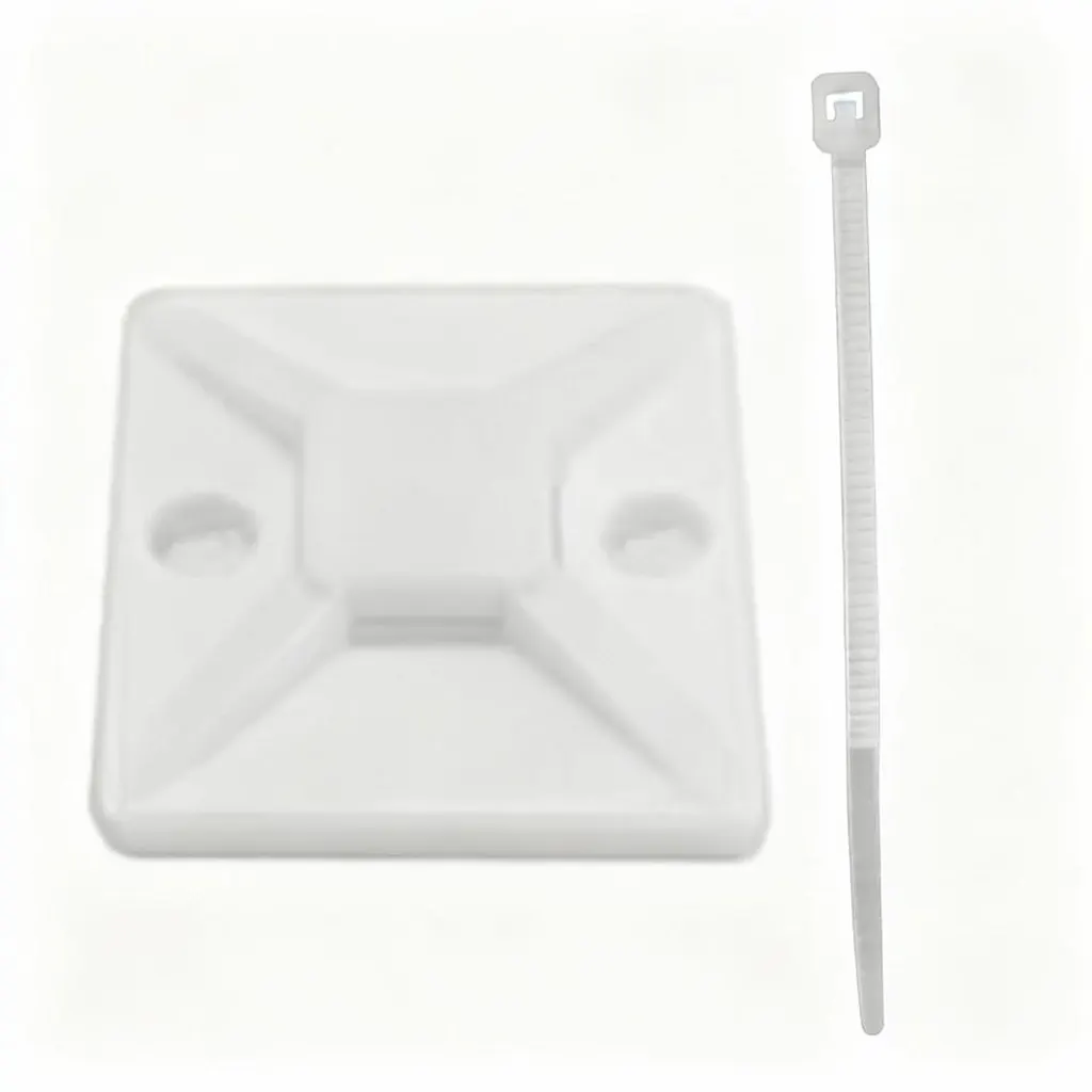 GRAPA ADHESIVA PARA CABLES (2.4x2.4 CM) PARA USAR CON AMARRAS PQT X 5 UDUKE