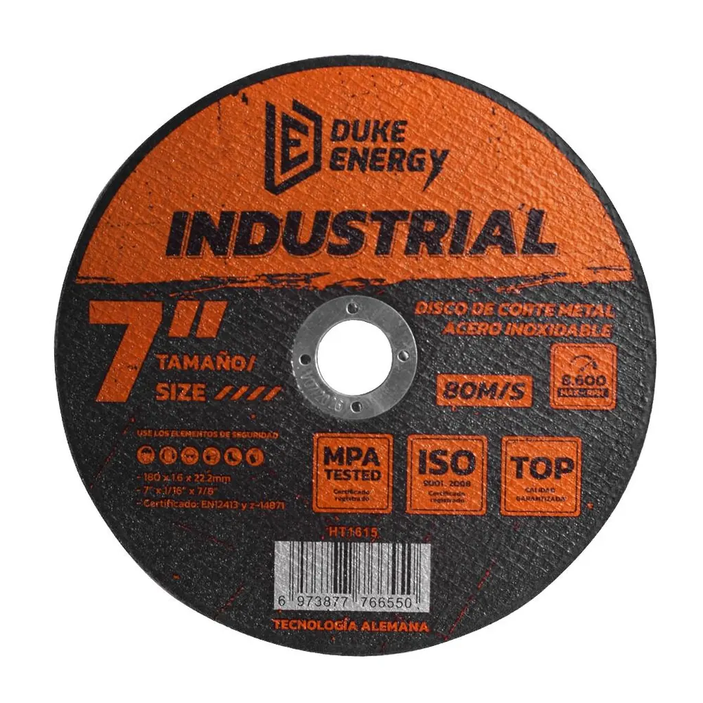 DISCO 7 CORTE METAL ACERO INOX INDUSTRIAL DUKE ENERGY (HT1615)