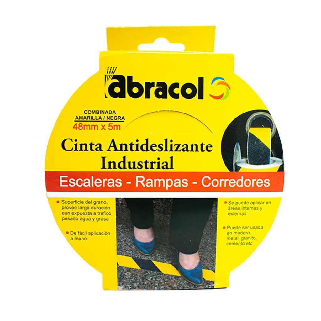 CINTA ANTIDESLIZANTE ABRACOL GRADA 2" X 5 MTS NEGRA-AMARILLA (SCCIANTYN48)