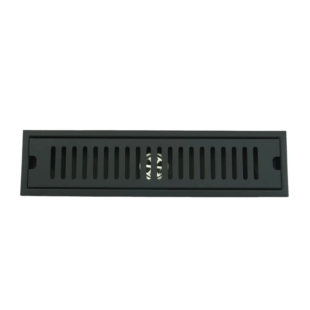 REJILLA SIFON PISO CORRIENTE ACERO INOXIDABLE NEGRA 10x40CM UDUKE (HT1589)